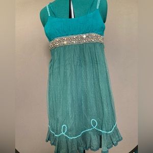 Beaded Free People teal Dress Size 6